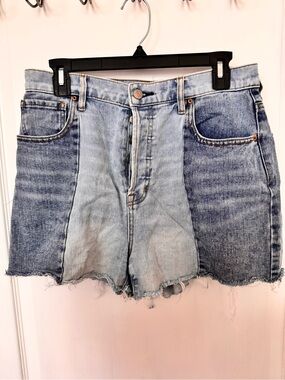 PacSun Two-Tone Light and Medium Blue Denim Cutoff Shorts